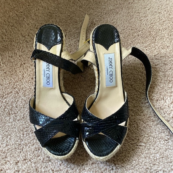 Jimmy Choo Phoenix Embossed Leather Espadrilles - Picture 2 of 5